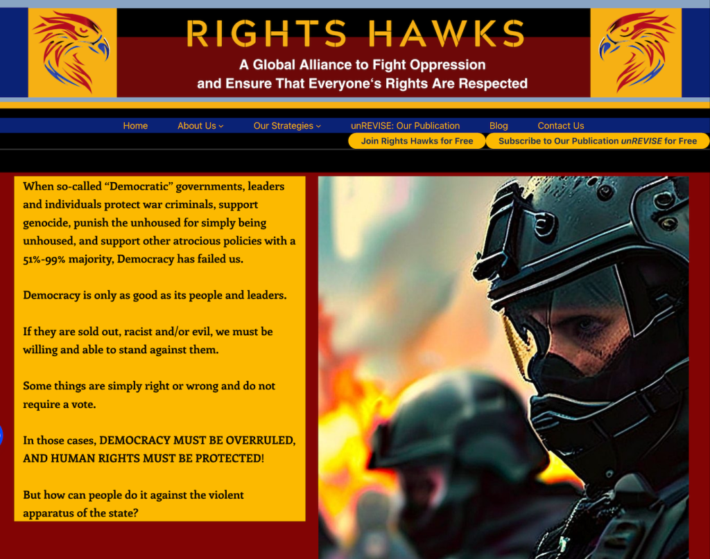 Screenshot of RightsHawks homepage.