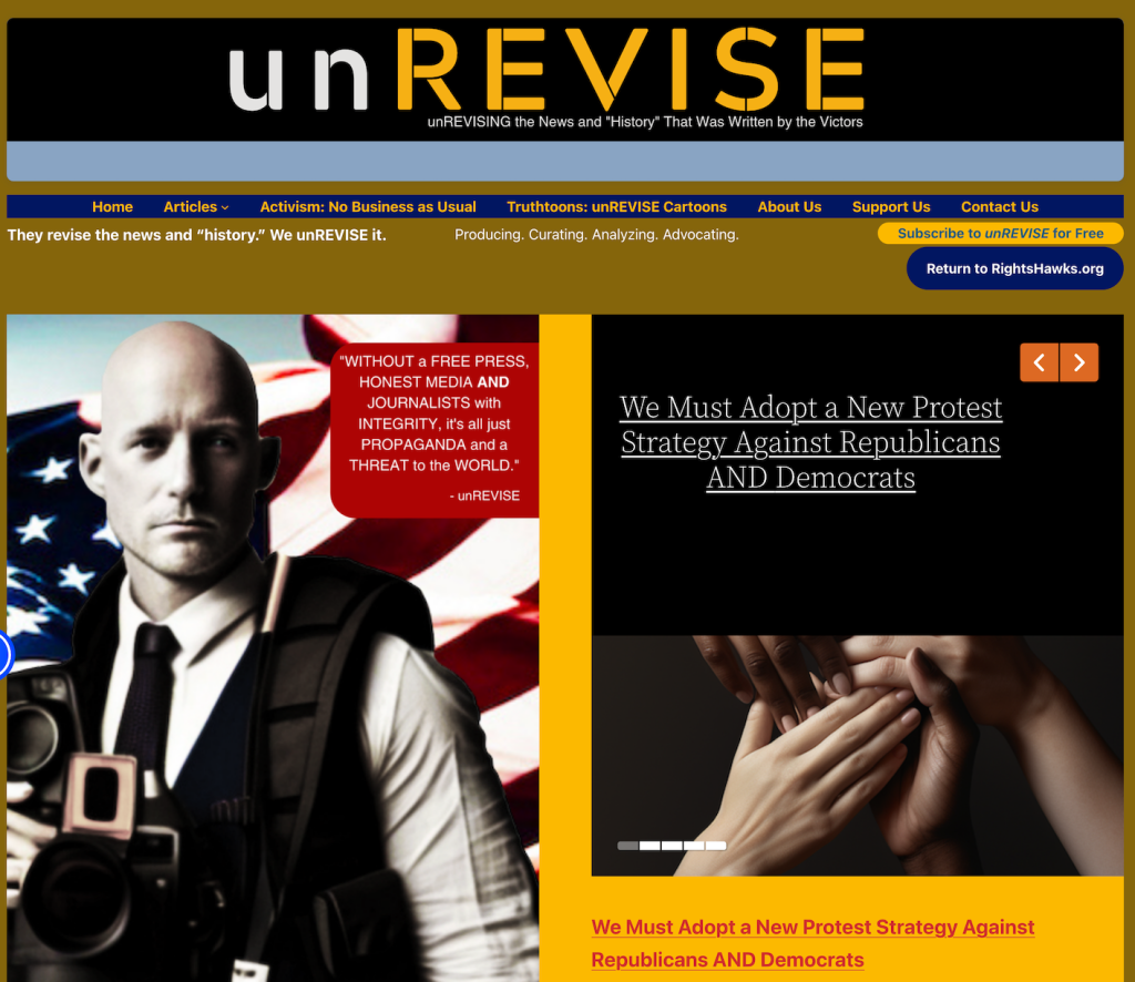 Screenshot of unREVISE homepage